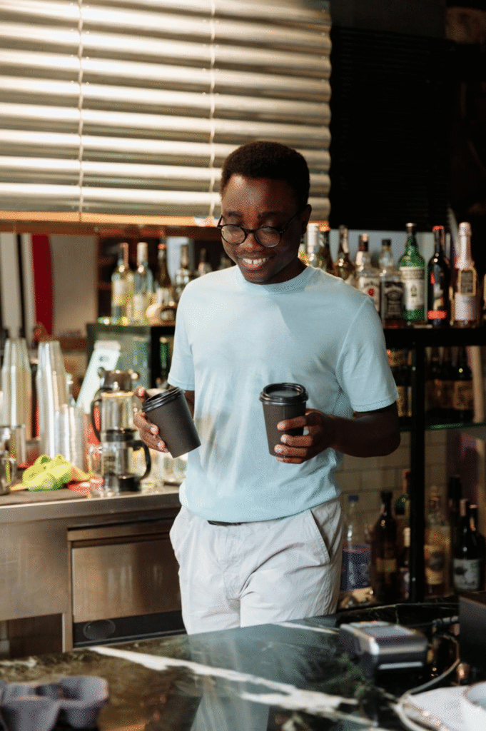 Man serving in a restaurant
