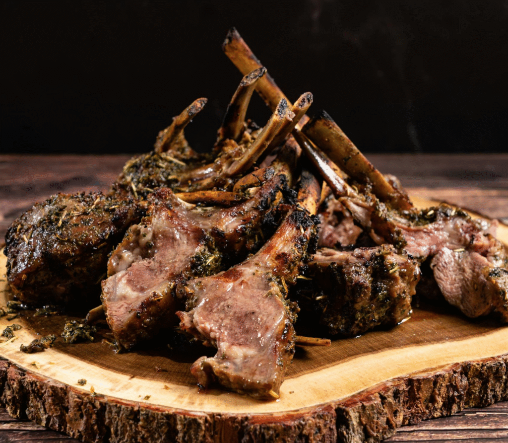 Roasted-meat-on-a-choping-board