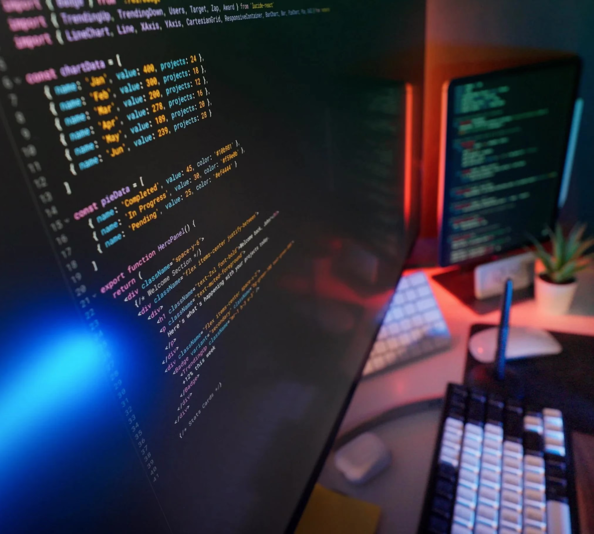 Colorful Computer Programming Workspace Setup